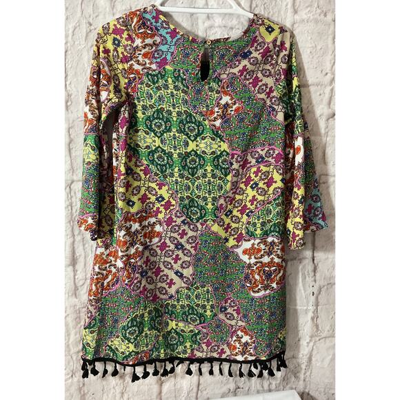 Truly Me By Sara Sara Big Girls Size 14 Fringe Bottom Dress Multi Color Boho - Picture 2 of 7